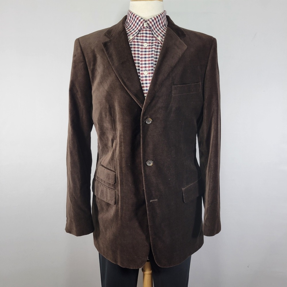 Merona Men's Sport Coat‎ Blazer Three Button Brown Suede Cotton Size 42L